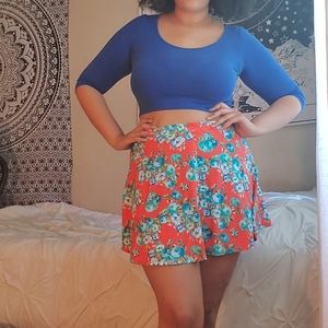 Orange Floral Skirt